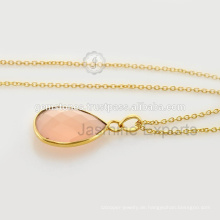 925 Silber Chalcedon Edelstein 18k Gold Halskette für Jubiläum Geschenk